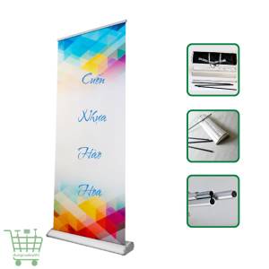 Standee cuốn nhựa hào hoa, giá cuốn nhựa đế to một mặt