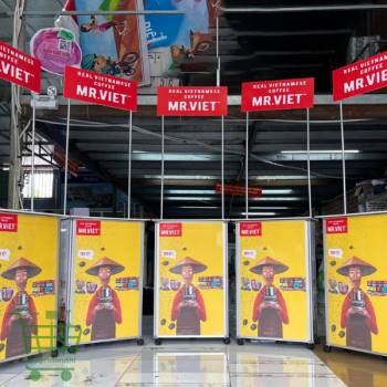 Quầy nhôm bánh xe, booth sampling bằng nhôm bánh xe, quầy bán hàng di động