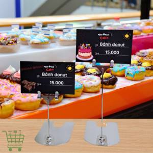 Kẹp inox chữ U, kẹp kệ bánh để bàn