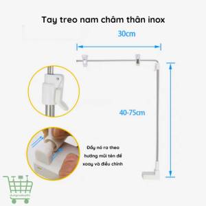 Tay treo nam châm thân inox, tay treo phân vùng